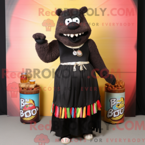 Sort Bbq Ribs maskot...