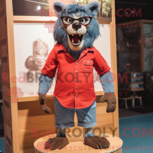 Red Werewolf maskot kostume...