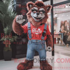 Red Werewolf mascot costume...