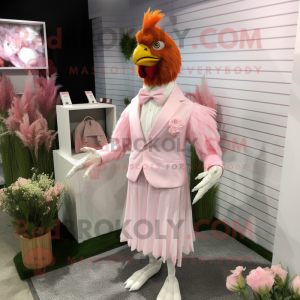 Pink Kylling maskot kostume...