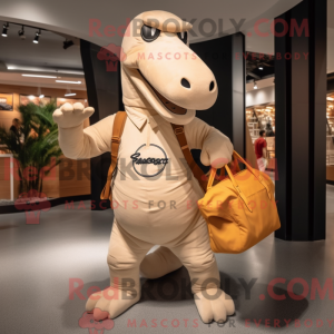 Beige Diplodocus maskot...
