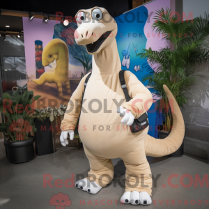 Beige Diplodocus mascot...