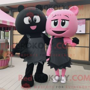 Sort Pink maskot kostume...