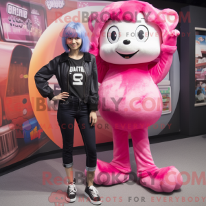 Sort Pink maskot kostume...