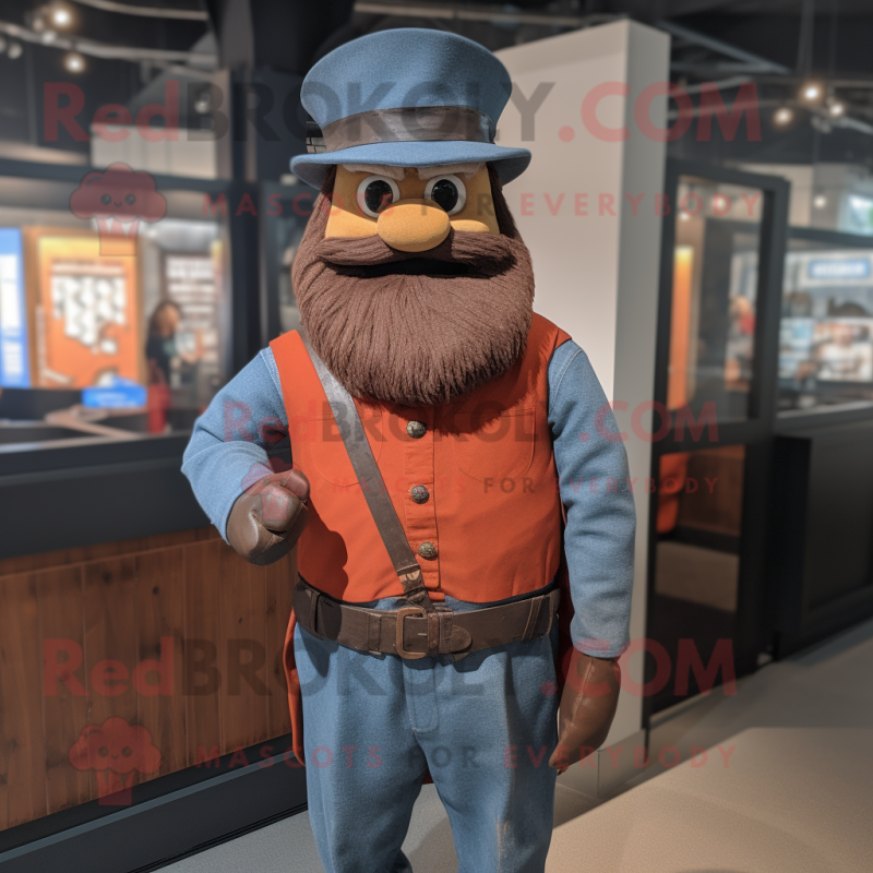 Rust Civil War Soldier mascot costume character dressed with a Vest and Rings