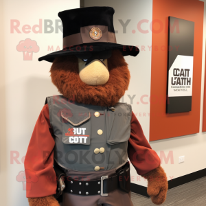 Rust Civil War Soldier mascot costume character dressed with a Vest and Rings