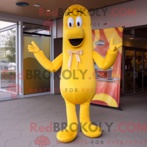 Gul pølser maskot kostyme...