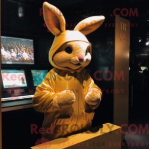 Fantasia de mascote de coelho dourado com capa e luvas - Coelho mascote - REBROKO_318948 - RedBrokoly.com