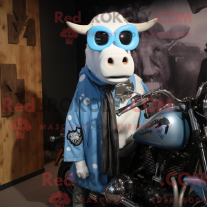 Sky Blue Cow maskot kostume...