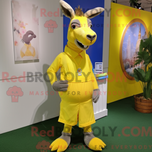 Gul esel maskot kostyme...