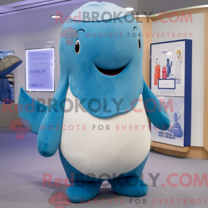 Cream Blue Whale maskot...