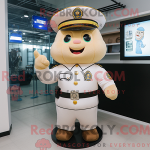 Cream Police Officer mascot...