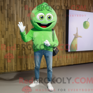 Grøn Plum maskot kostume...