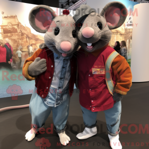 Maroon Rat mascot costume...