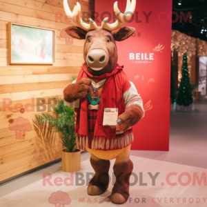 Red Elk-maskotkostyme kledd...