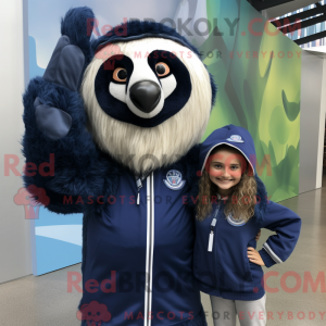 Navy Sloth-mascottekostuum...