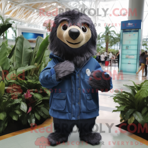 Navy Sloth-mascottekostuum...