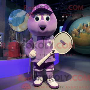 Purple Tennis Racket mascot...