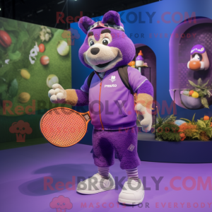 Purple Tennis Racket mascot...