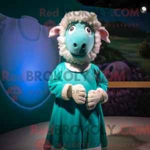 Teal Sheep-mascottekostuum...