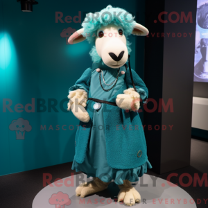 Teal Sheep-mascottekostuum...