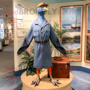 Navy Passenger Pigeon mascot costume character dressed with a Swimwear and Belts
