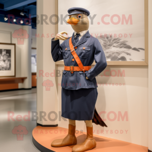 Navy Passenger Pigeon mascot costume character dressed with a Swimwear and Belts