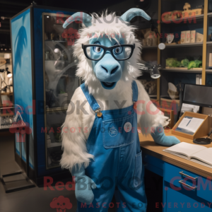 Blå angora geit maskot...