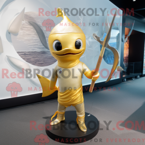 Guld Sværdfisk maskot...