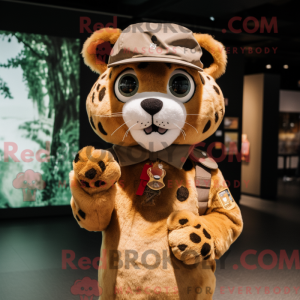 Fantasia de mascote de Leopardo marrom com parca e bonés - Mascotes leopardo - REBROKO_319276 - RedBrokoly.com