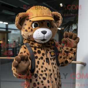 Fantasia de mascote de Leopardo marrom com parca e bonés - Mascotes leopardo - REBROKO_319278 - RedBrokoly.com