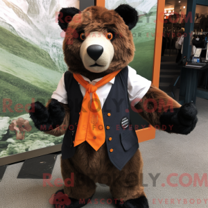 Orange Brillebjørn maskot...