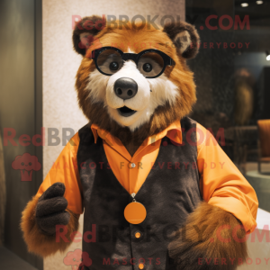 Orange Brillebjørn maskot...