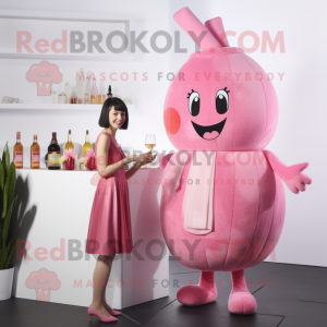 Pink Turnip mascot costume character dressed with a Cocktail Dress and Watches