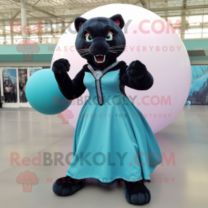 Blågrønn Panther maskot...