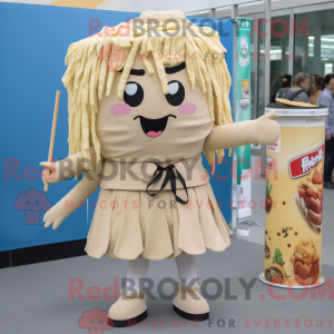 Beige Ramen-mascottekostuum...