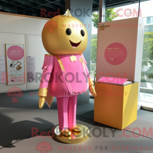 Guld Pink maskot kostume...