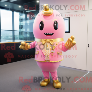 Gold Pink mascot costume...