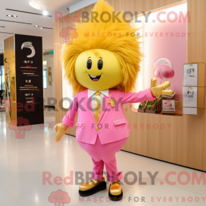 Guld Pink maskot kostume...