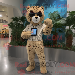 Tan Leopard maskot kostym...