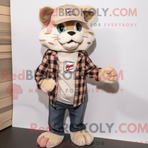Beige kat mascottekostuum...