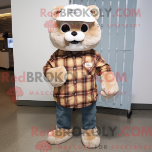 Beige kat mascottekostuum...