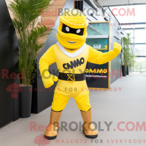 Gul Commando maskot kostume...