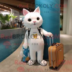 Máscara de gato branco com...