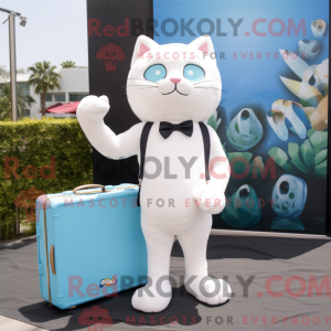 Witte kat mascottekostuum...