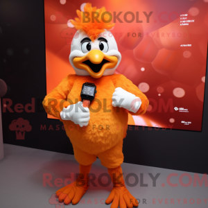 Orange hane maskot kostume...