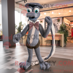 Grå Snake maskot kostume...