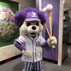Lavender Celtic Cross mascot costume character dressed with a Baseball Tee and Hairpins