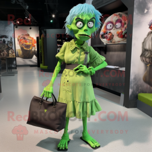 Grøn Zombie maskot kostume...