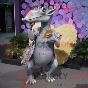 Grå Parasaurolophus maskot...